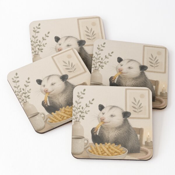 Item preview, Hygge Opossum & Fries "DELICIOUS" Portrait designed and sold by NickWhittleArt.