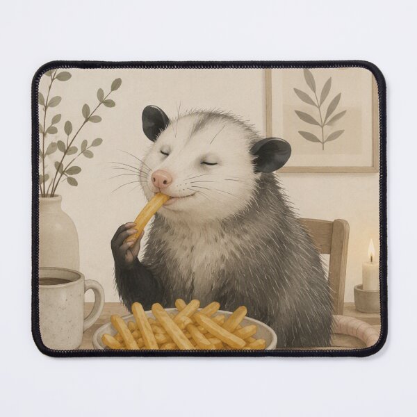 Item preview, Hygge Opossum & Fries "DELICIOUS" Portrait designed and sold by NickWhittleArt.