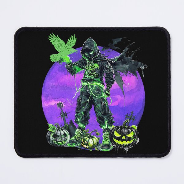 Item preview, Dark Hooded Warrior with a Raven in a Halloween Graveyard designed and sold by Szpaku desart .
