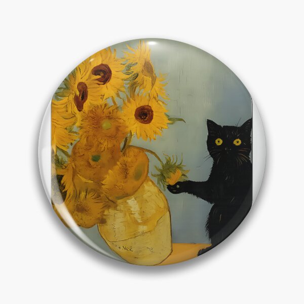 Item preview, Whimsical Cat & Sunflowers: A Post-Impressionist Masterpiece | ⭐⭐⭐⭐⭐ Best Seller designed and sold by Yobconcept.