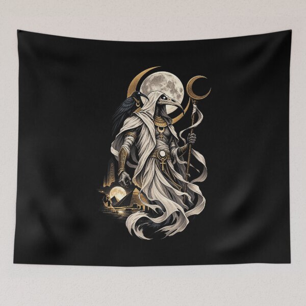 Item preview, Egyptian Moon God Khonshu with Raven and Crescent Staff designed and sold by optimusprime39.