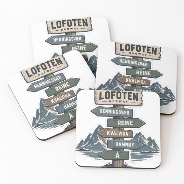 Item preview, Lofoten Norway Direction Sign – Minimal Nordic Mountain Design designed and sold by ChicClicker.
