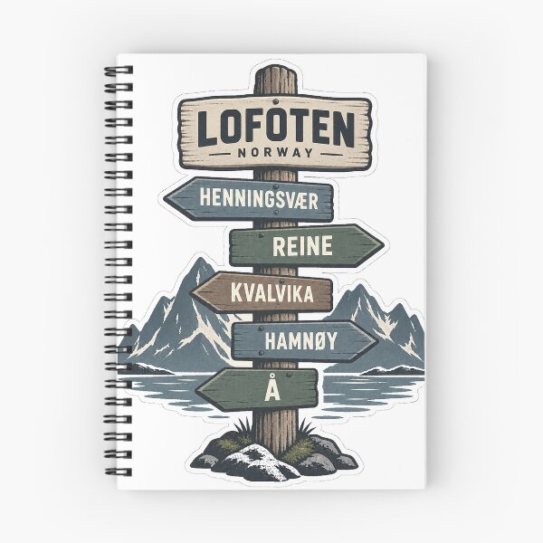 Item preview, Lofoten Norway Direction Sign – Minimal Nordic Mountain Design designed and sold by ChicClicker.