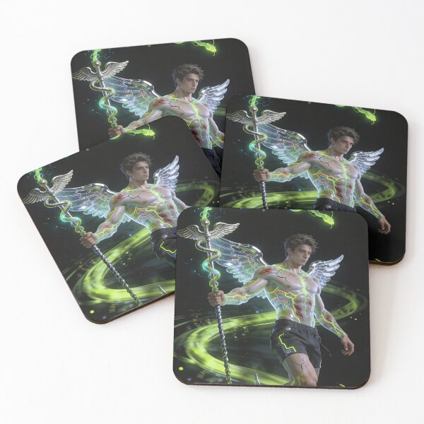 Item preview, Biopunk Hermes Bioluminescent Winged God Cyber Grunge designed and sold by GodsMonsterss.