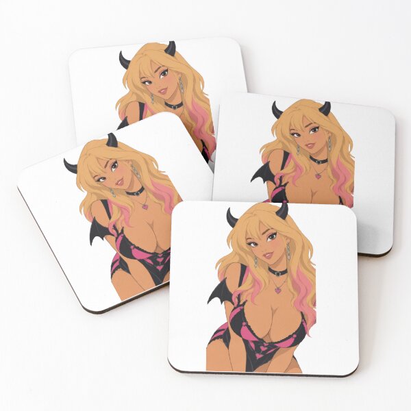 Item preview, Gothic Demon Girl Pin Up – Pink & Black Retro Cartoon designed and sold by  Hollow Moon Studios..