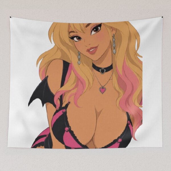 Item preview, Gothic Demon Girl Pin Up – Pink & Black Retro Cartoon designed and sold by  Hollow Moon Studios..