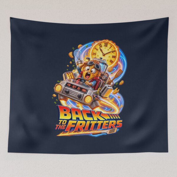 Item preview, Back To The Fritters | Retro Futuristic Potato Fritter Time Travel designed and sold by PopCulturePixel.