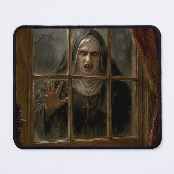 Item preview, Creepy Nun at Haunted Window Gothic Horror designed and sold by LinaDesign Store.