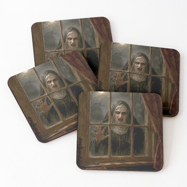 Item preview, Creepy Nun at Haunted Window Gothic Horror designed and sold by LinaDesign Store.