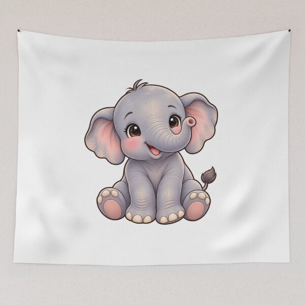 Item preview, Kawaii Jungle Asian Elephant Calf designed and sold by Krys-Designs.