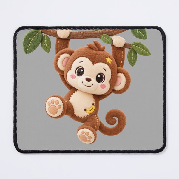 Item preview, Cute Baby Monkey Hanging from Jungle Vine | Kawaii Plush Sticker Design designed and sold by LazyDog7.