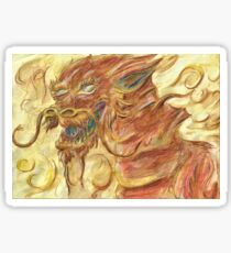 Happy Autumnal Watercolour Dragon Sticker