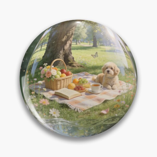 Item preview, Cute Dog Picnic Inside Water Drop Surreal Art Design designed and sold by OksArtStudio.