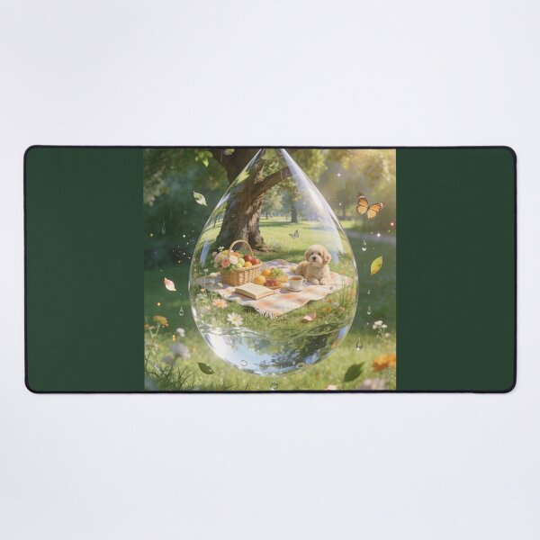 Item preview, Cute Dog Picnic Inside Water Drop Surreal Art Design designed and sold by OksArtStudio.