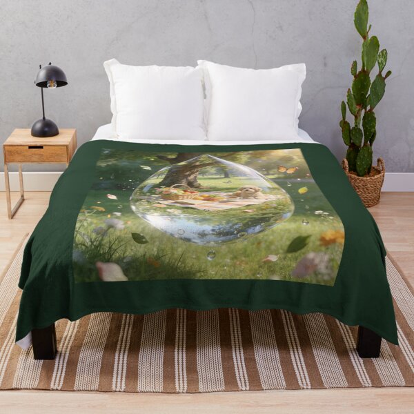 Item preview, Cute Dog Picnic Inside Water Drop Surreal Art Design designed and sold by OksArtStudio.