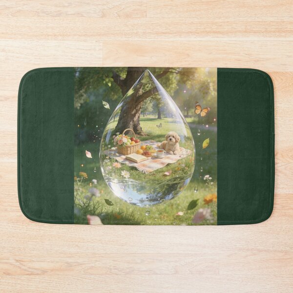 Item preview, Cute Dog Picnic Inside Water Drop Surreal Art Design designed and sold by OksArtStudio.