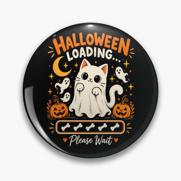 Item preview, Halloween Loading Ghost Cat – Retro Spooky Gaming designed and sold by WILLIAMS-BR.