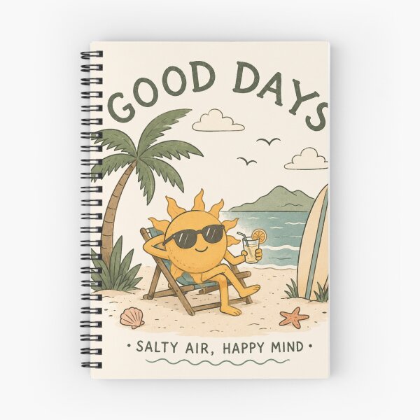 Item preview, Good Days Beach Sun - Salty Air Happy Mind Summer Vacation Retro Design designed and sold by DreamPixelPrint.