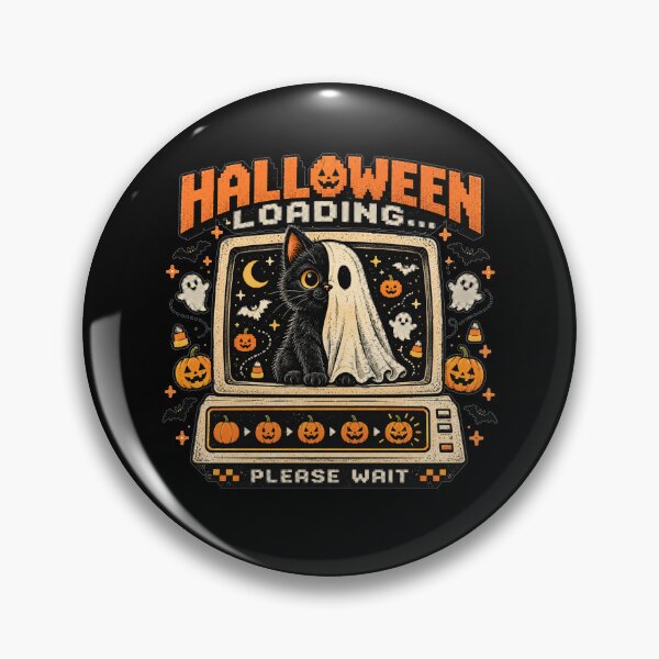 Item preview, Halloween Loading Ghost Cat – Retro Spooky Gaming designed and sold by WILLIAMS-BR.