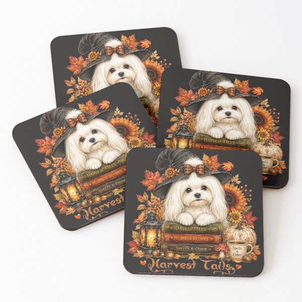 Item preview, Maltese Halloween Witch Autumn Harvest Tails designed and sold by Cute & Sassy Custom Gifting Boutiques.
