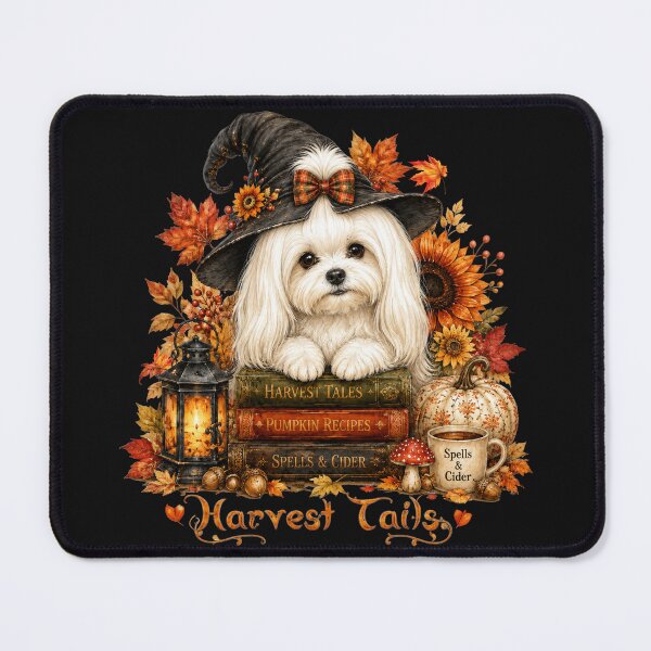 Item preview, Maltese Halloween Witch Autumn Harvest Tails designed and sold by Cute & Sassy Custom Gifting Boutiques.