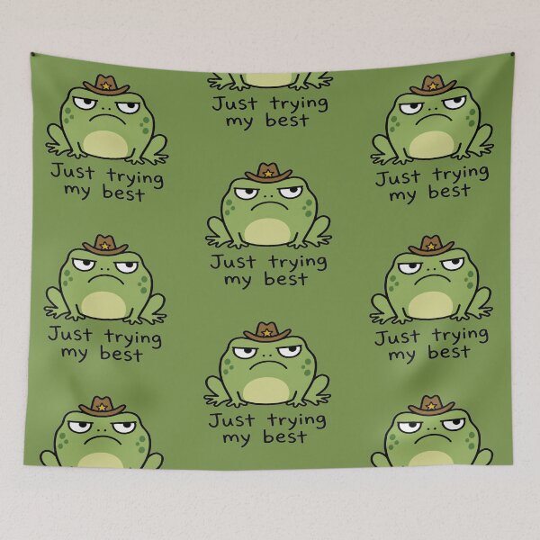 Item preview, Grumpy Cowboy Frog Just Trying My Best Funny Frog Western Design designed and sold by mrworld000.