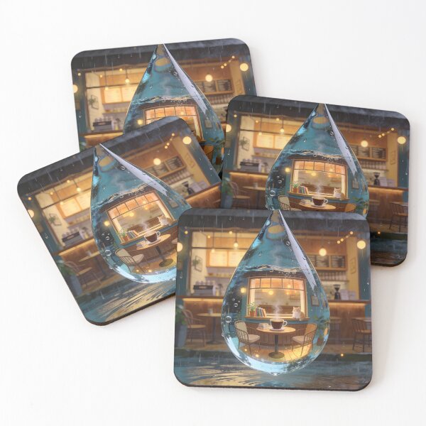 Item preview, Cozy Cat Coffee Shop Inside Water Drop Surreal Art designed and sold by OksArtStudio.