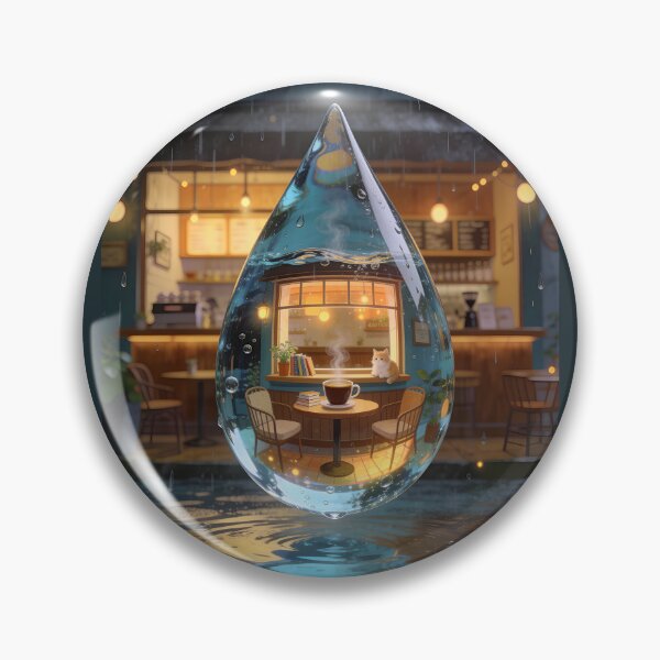 Item preview, Cozy Cat Coffee Shop Inside Water Drop Surreal Art designed and sold by OksArtStudio.