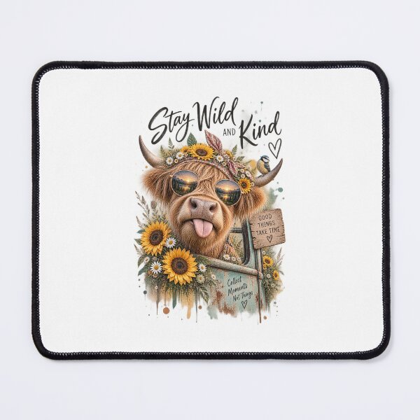 Item preview, Funny Highland Cow with Sunglasses and Sunflowers designed and sold by Fotografin1981.