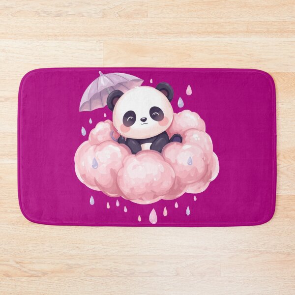 Item preview, baby pastel panda floating on pink cloud with an umbrella designed and sold by HoneyBlizz.