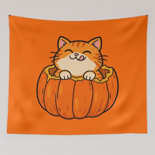 Item preview, Pumpkin Hugger – Cute Orange Cat in a Pumpkin designed and sold by MewMade.