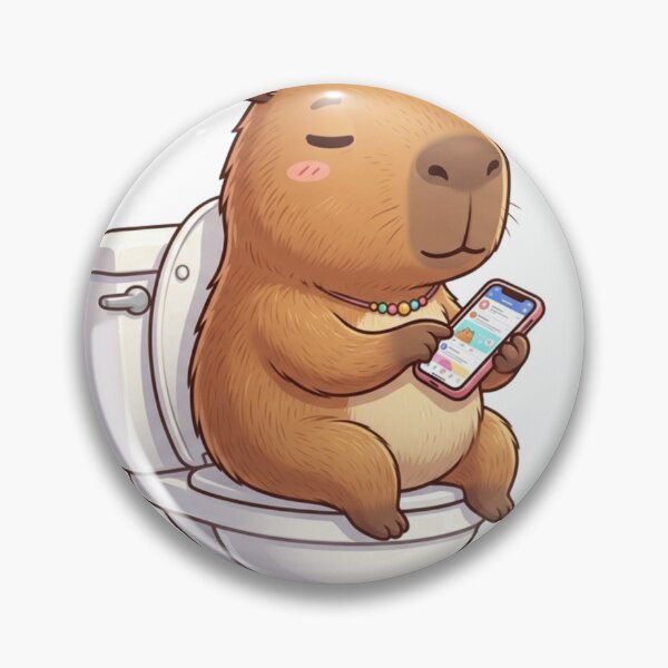Artikelvorschau, Schattige capibara met telefoon in de badkamer entworfen und verkauft von TrendingFabrics.
