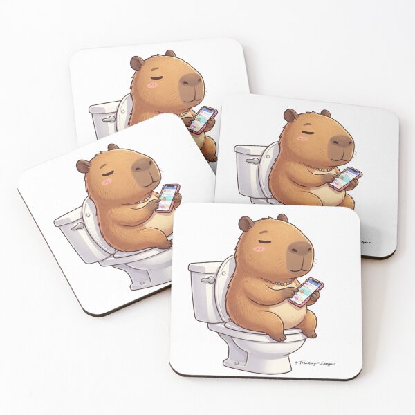 Item preview, Cute Capybara on Phone in Bathroom designed and sold by ShawnMorrisDesigns.