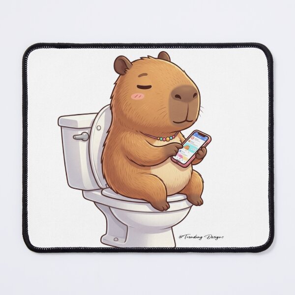 Item preview, Cute Capybara on Phone in Bathroom designed and sold by TrendingDesigns20xx.