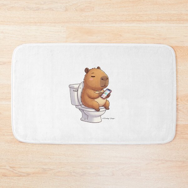Item preview, Cute Capybara on Phone in Bathroom designed and sold by TrendingDesigns20xx.