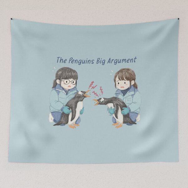 Item preview, Funny Arguing Penguins Cute Hand Drawn Art Gift for Bird Lovers designed and sold by LafinaArt.