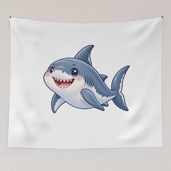 Aperçu de l'œuvre Requin marin kawaii respectueux créée et vendue par Krys-Designs.