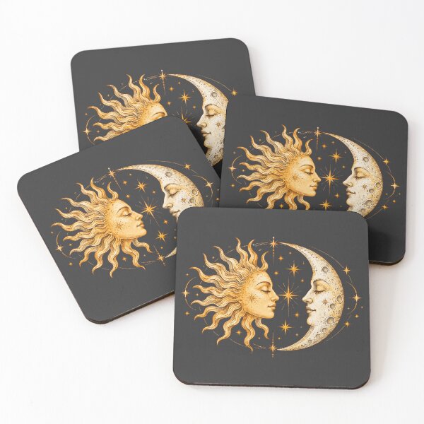 Item preview, Vintage Celestial Sun and Moon Mystical Engraving Art designed and sold by wecrea.