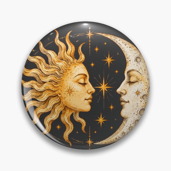 Item preview, Vintage Celestial Sun and Moon Mystical Engraving Art designed and sold by wecrea.