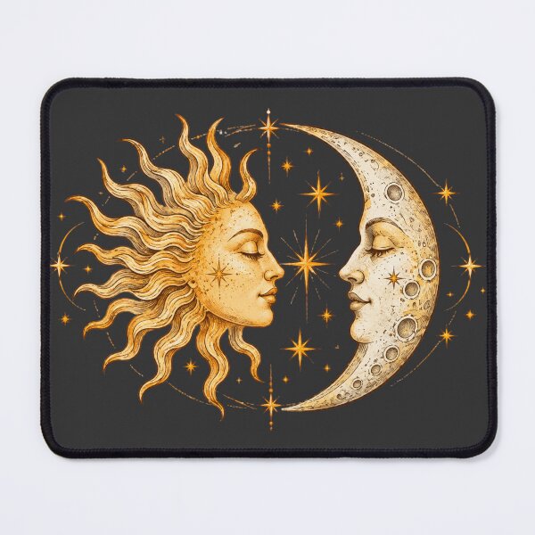 Item preview, Vintage Celestial Sun and Moon Mystical Engraving Art designed and sold by wecrea.