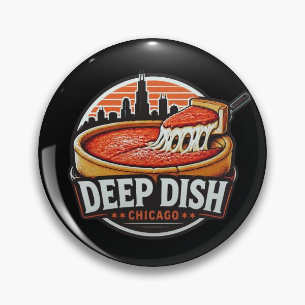 Item preview, Chicago Deep Dish Pizza Skyline Foodie Souvenir Badge designed and sold by RDproject.