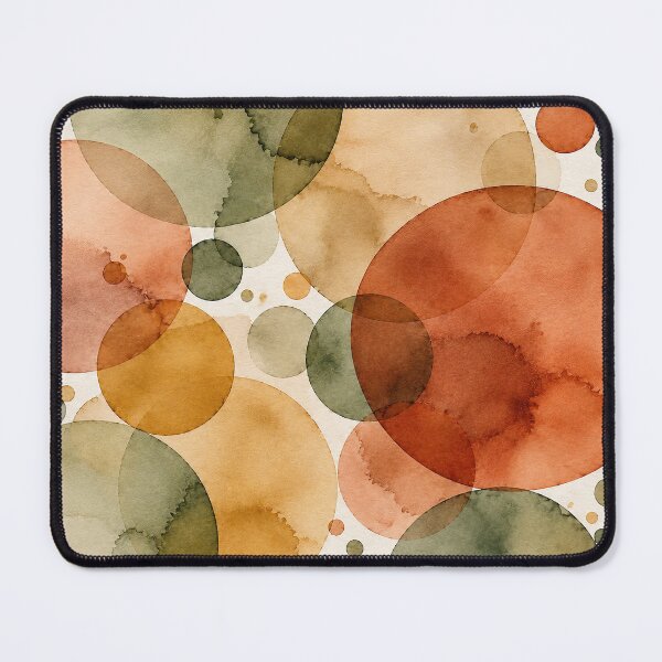Item preview, Mid-Century Olive & Terracotta Watercolor Circles designed and sold by newnomads-art.