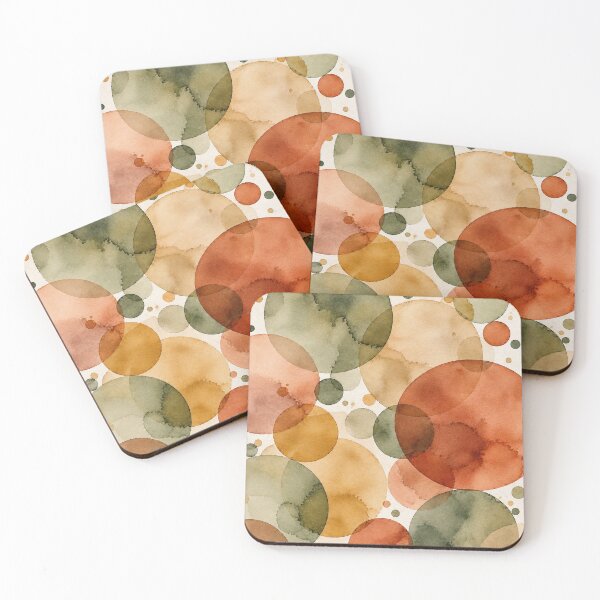 Item preview, Mid-Century Olive & Terracotta Watercolor Circles designed and sold by newnomads-art.