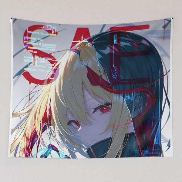 Item preview, Cyberpunk Blonde Warrior – Futuristic Red Blue Glitch Anime Aesthetic designed and sold by Dyan4.