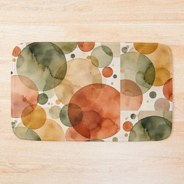 Item preview, Mid-Century Olive & Terracotta Watercolor Circles designed and sold by newnomads-art.