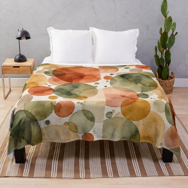 Item preview, Mid-Century Olive & Terracotta Watercolor Circles designed and sold by newnomads-art.