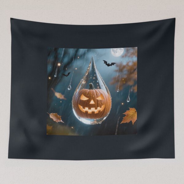 Item preview, Halloween Pumpkin Inside Water Drop Spooky Surreal Art designed and sold by OksArtStudio.