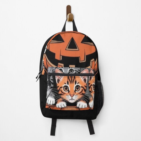Item preview, Cute Kittens Behind Spooky Pumpkin Halloween Art designed and sold by DailySparks.