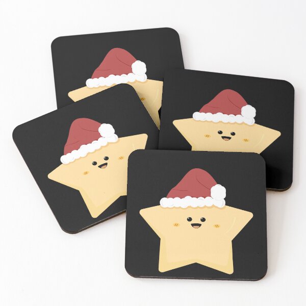 Item preview, Cute smiling star character wearing red Santa hat  designed and sold by FTYCuteDesign.