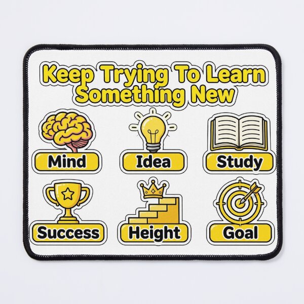 Item preview, Keep Trying To Learn Something New - Motivational Yellow Icons Mind Idea Study designed and sold by prithvi chand.
